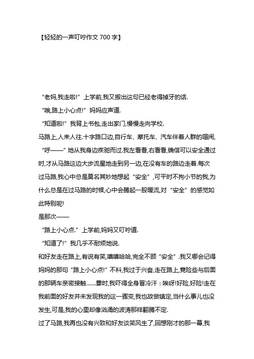 轻轻的一声叮咛作文700字(初中作文)