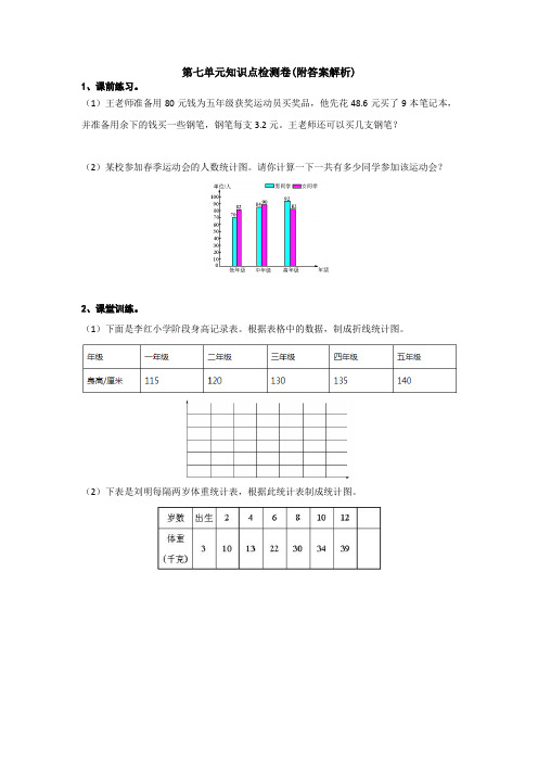 【三套试卷】【北师大版】小学五年级数学下册第七单元练习试题(含答案)