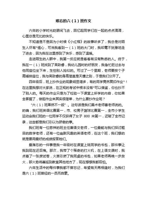 难忘的六（1）班作文