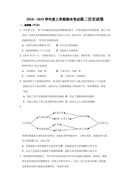 2018-2019高二历史期末试卷