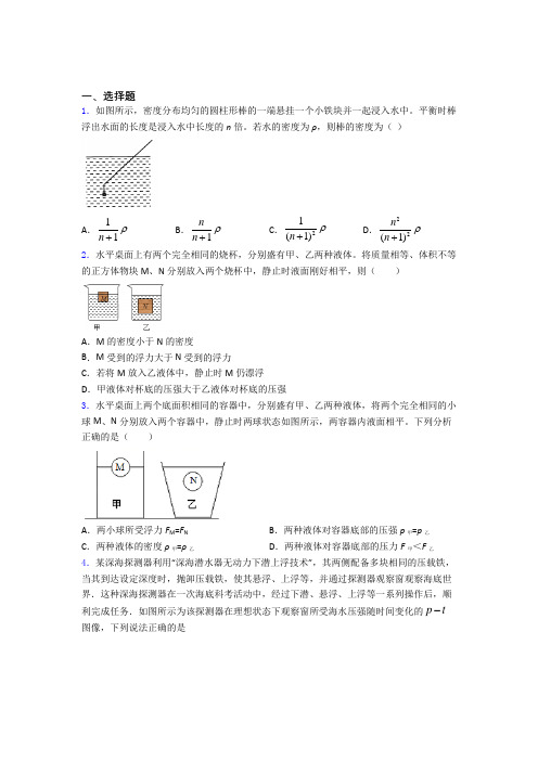 第十章浮力知识归纳总结及答案