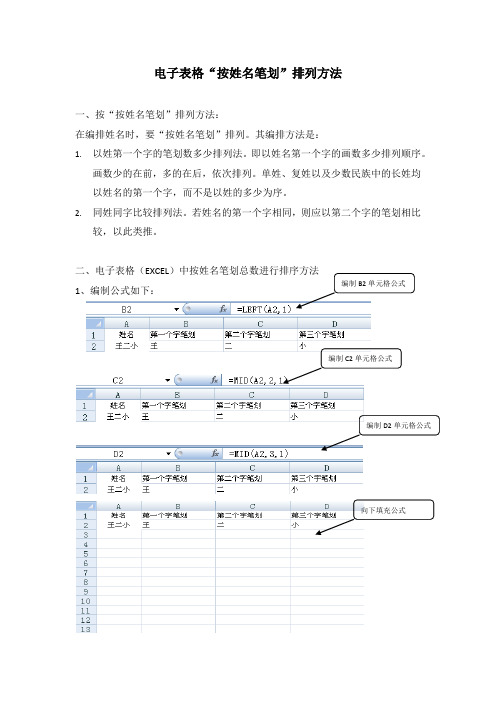 电子表格“按姓名笔划”排列方法