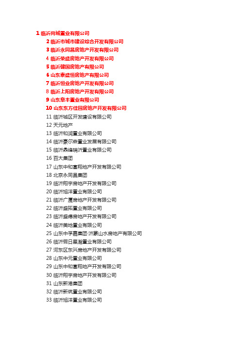 2017年临沂地产排名