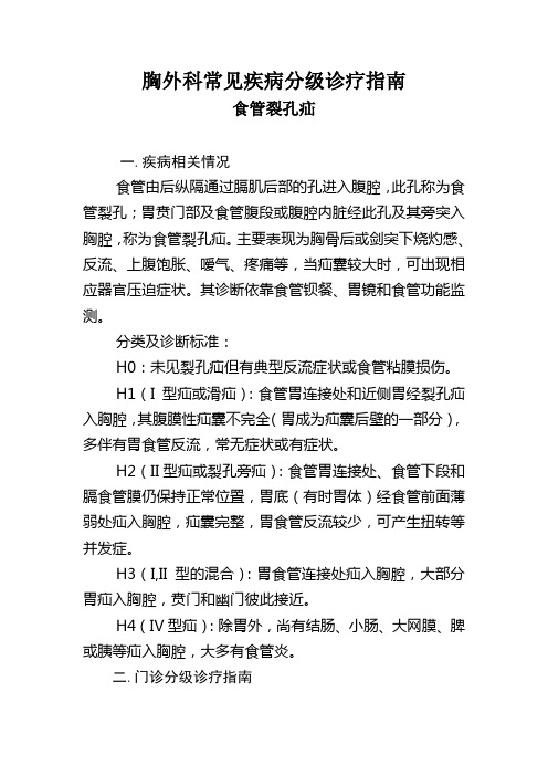胸外科常见疾病分级诊疗指南  食管裂孔疝