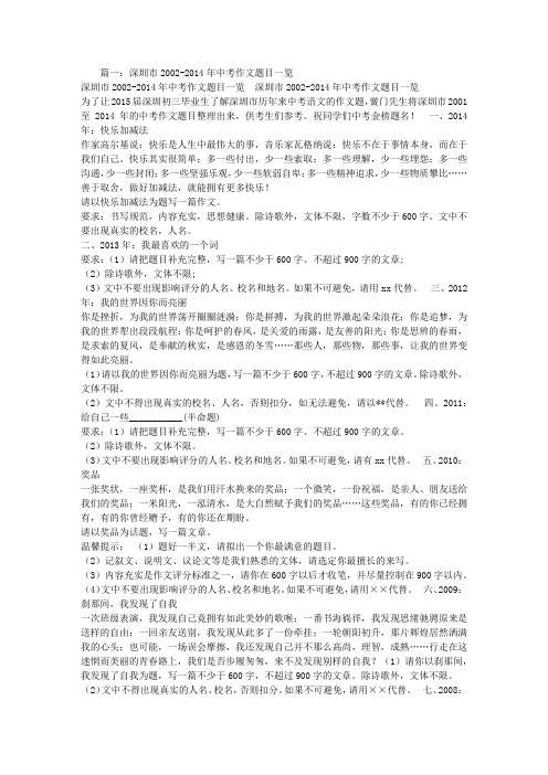 2014深圳中考作文题目