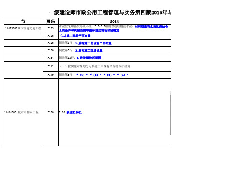 2015版一建市政实务教材对比分析表
