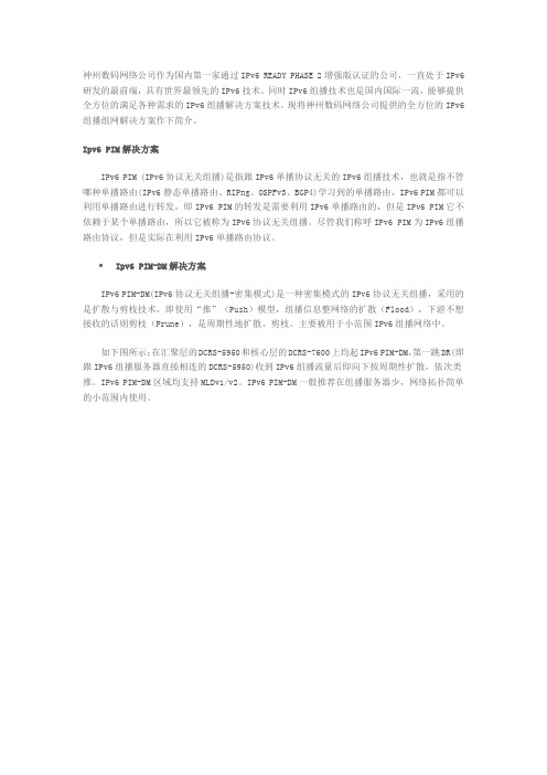 IPv6组播组网解决方案