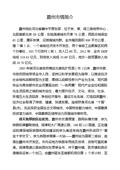 霸州市市情简介