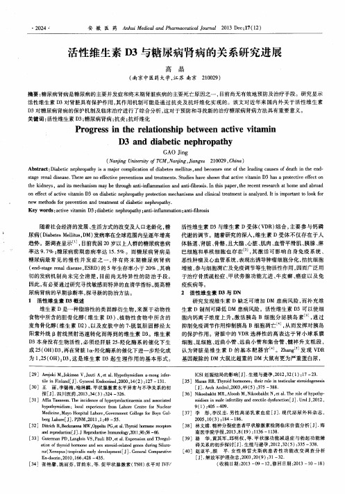 活性维生素D3与糖尿病肾病的关系研究进展