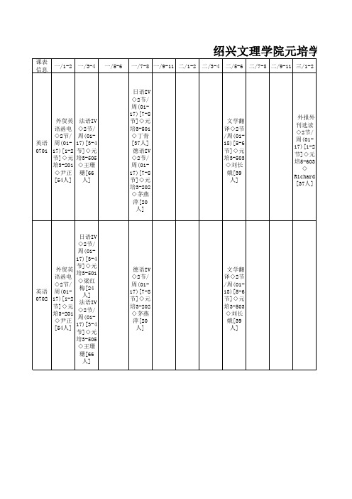 10-01学期课表(外语系)
