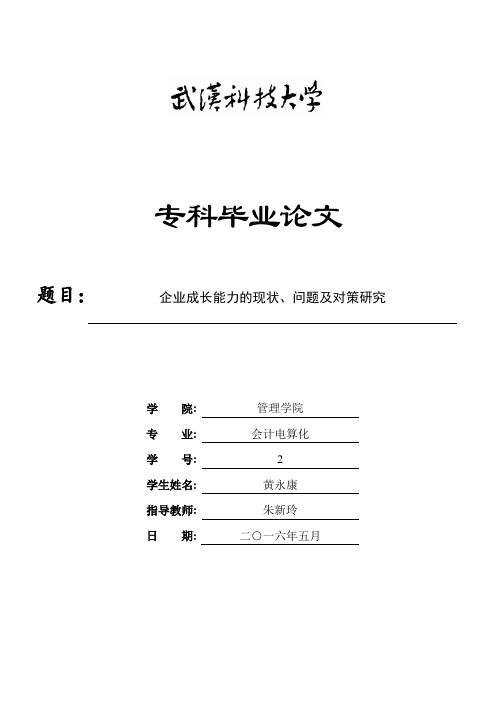 企业成长能力的现状、问题及对策研究修改添加
