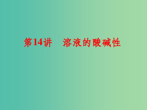 中考化学一轮复习 教材梳理阶段练习 第14讲 溶液的酸碱性 鲁教版