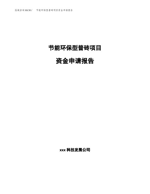 节能环保型普砖项目资金申请报告