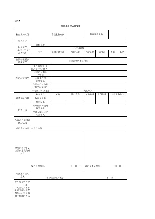 贷后现场检查表