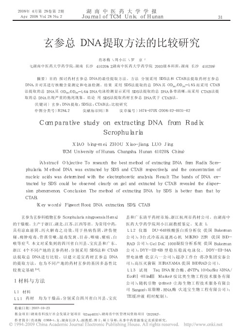 玄参总DNA提取方法的比较研究