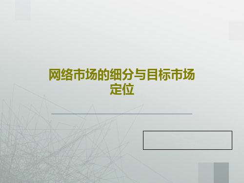 网络市场的细分与目标市场定位60页PPT
