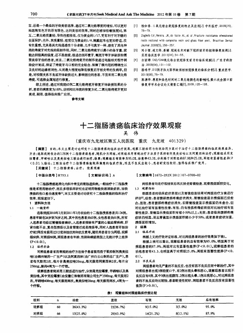 十二指肠溃疡临床治疗效果观察
