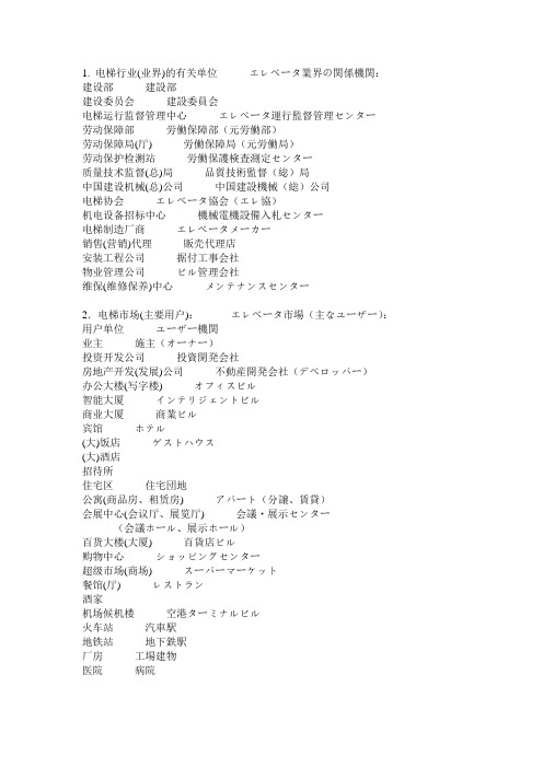 与电梯相关的日语