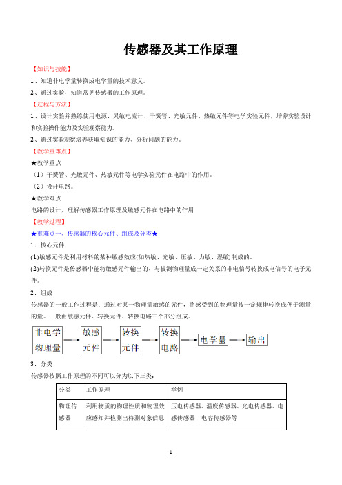 传感器及其工作原理   说课稿   教案  教学设计