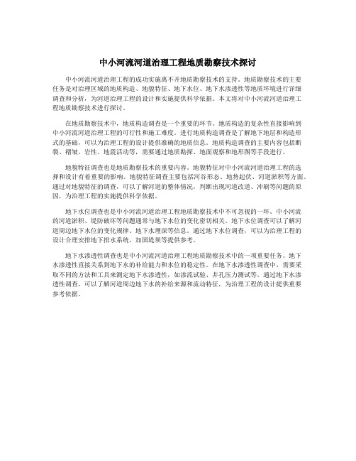 中小河流河道治理工程地质勘察技术探讨