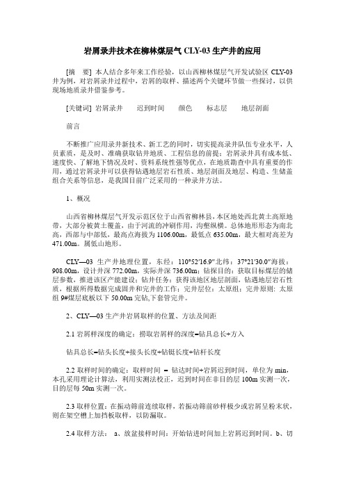 岩屑录井技术在柳林煤层气CLY-03生产井的应用