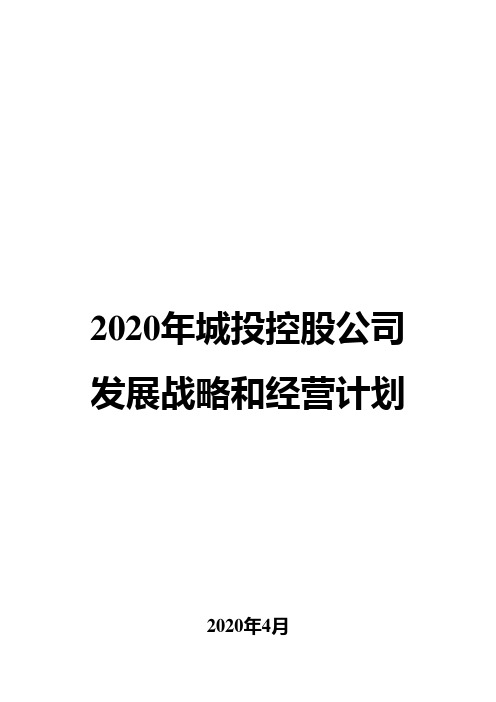 2020年城投控股公司发展战略和经营计划