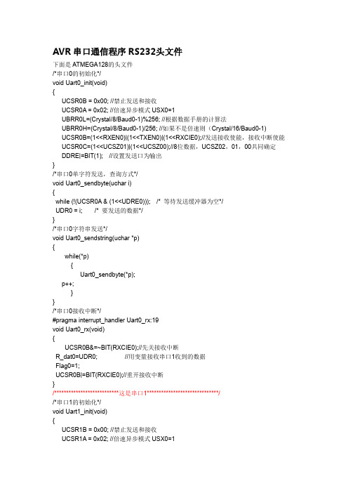AVR_128_spi串口通信程序