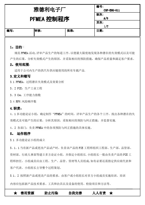 PFMEA控制程序