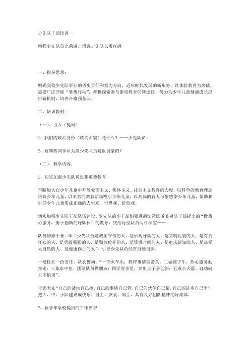 少先队干部培训一范文