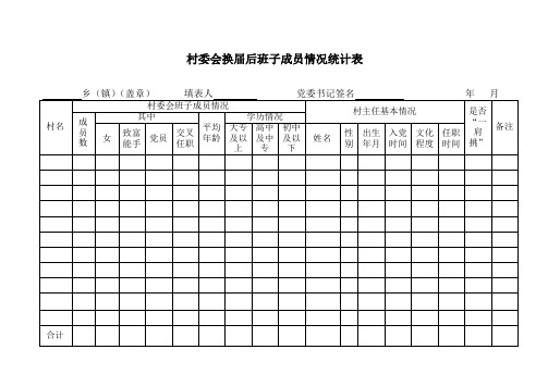 村委会换届统计表(样表)