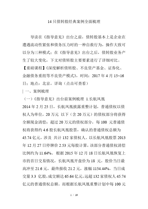 只债转股经典案例全面梳理