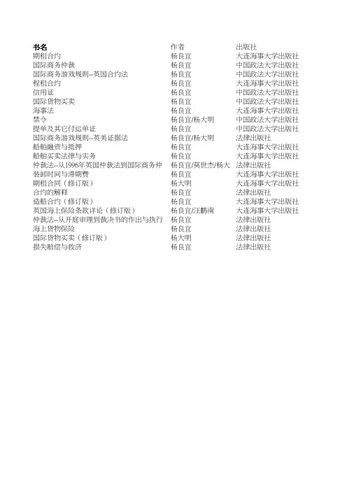 杨良宜先生出版书籍一览表-至2013年