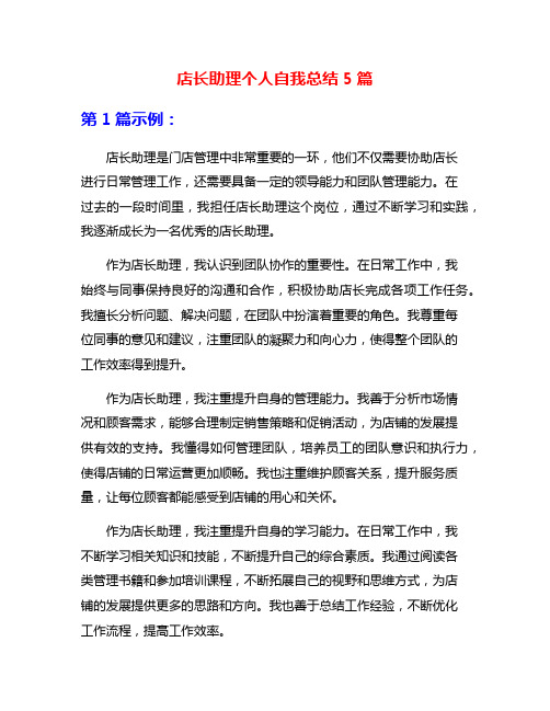 店长助理个人自我总结5篇