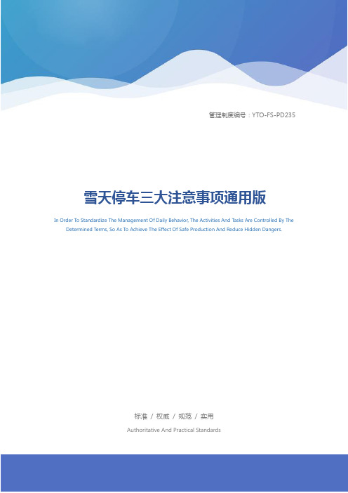 雪天停车三大注意事项通用版