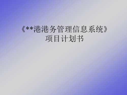 港口管理信息系统计划书