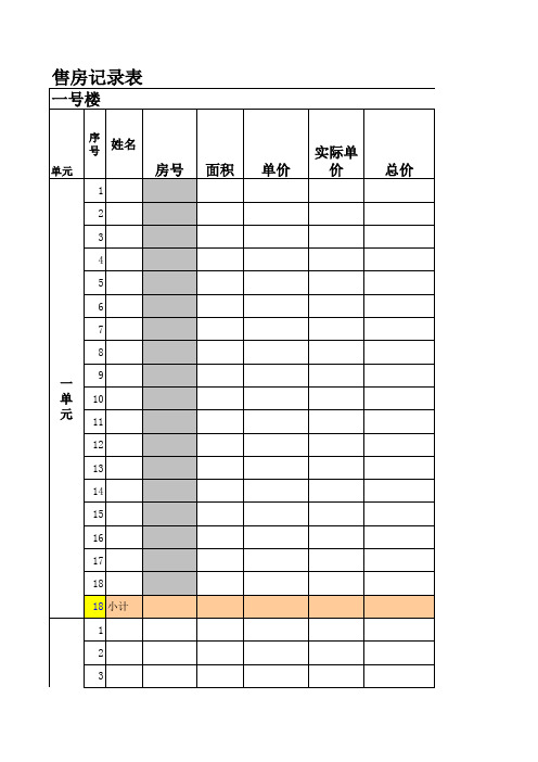 WPS表格模板：售房记录表