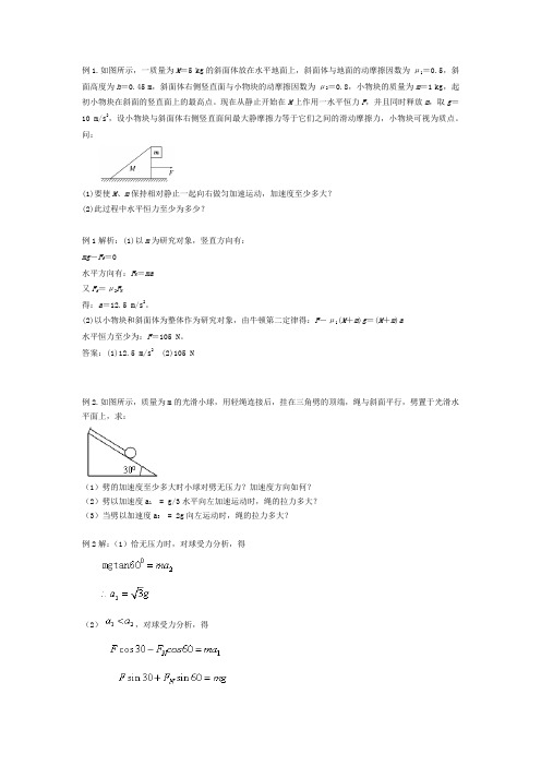 牛顿第二定律的应用-临界问题(附答案)