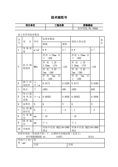 矩形母线技术规范