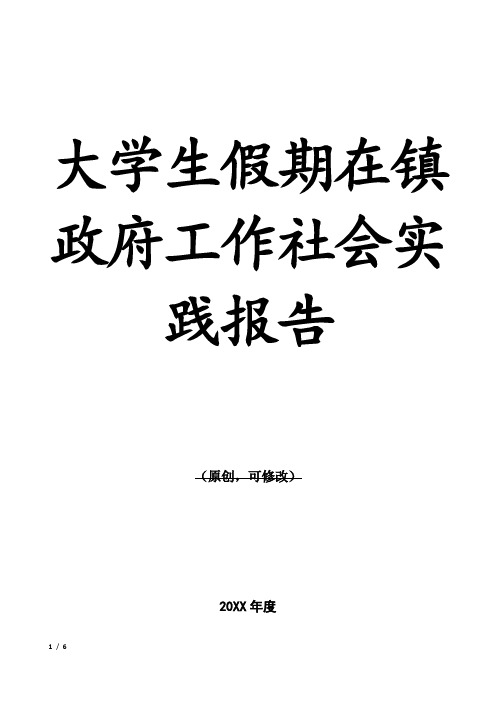大学生假期在镇政府工作社会实践报告