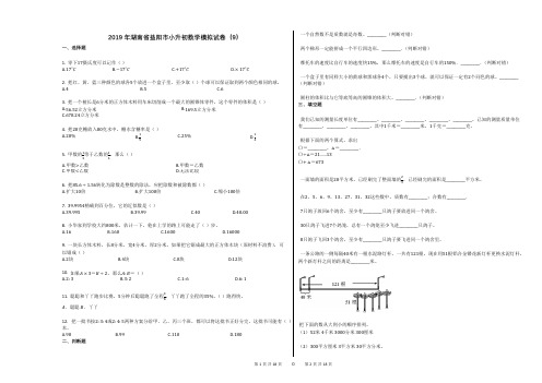 2019年湖南省益阳市小升初数学模拟试卷(9)