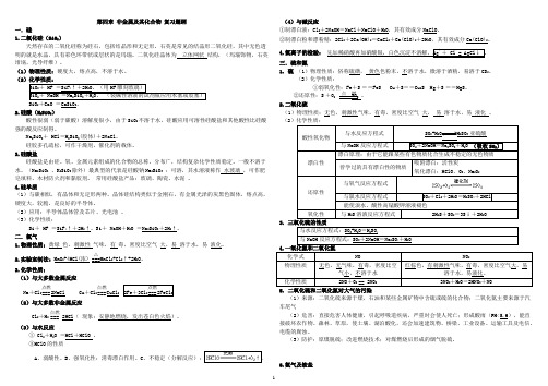 高一化学必修一第四章非金属及其化合物复习学案