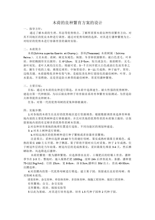 关木荷的良种繁育方案的设计