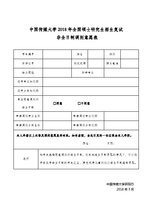 中国传媒大学2018年全国硕士研究生招生复试