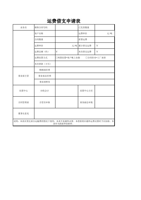 运费借支申请表