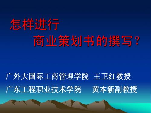 商业策划书的撰写