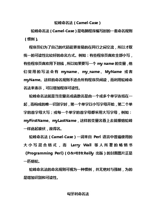 驼峰命名法&匈牙利命名法