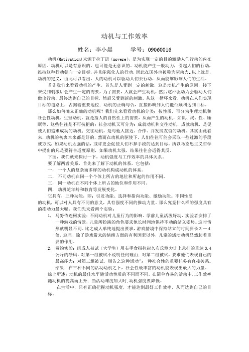 动机与工作效率