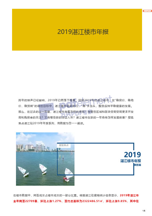 房地产市场报告-2019年湛江楼市年报