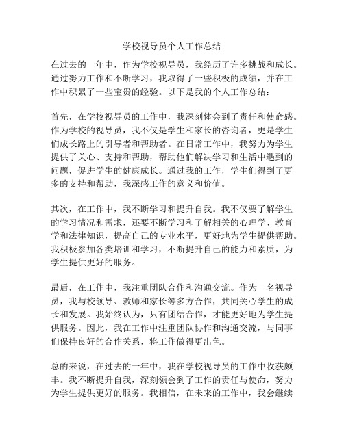 学校视导员个人工作总结