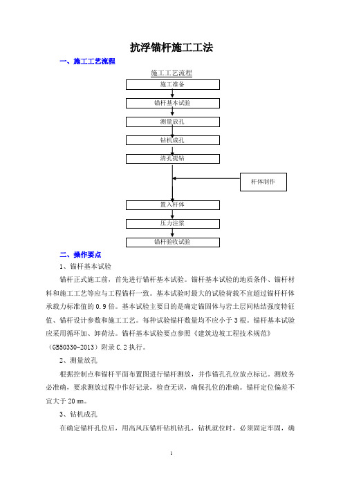 抗浮锚杆施工方法